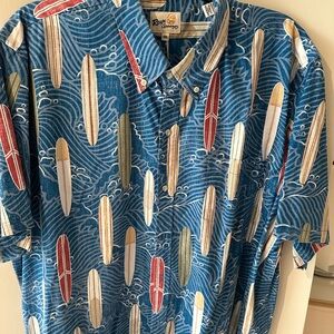 Reyn Spooner Blue Surfboard Print Men's Shirt